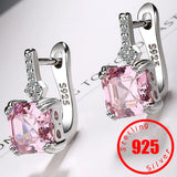 925 Silver Crystal Gemstone Hoop Earrings For Women Jewelry Gift