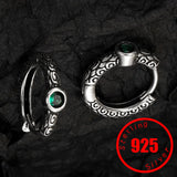 925 Sterling Silver Vintage Green Emerald Hoop Earrings Women Statement Jewelry