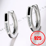 925 Silver Crystal Hoop Earrings Classic Jewelry