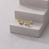 925 Arc Shape Zircon Earrings, Colorful, Personalized, Retro Style