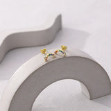 925 Arc Shape Zircon Earrings, Colorful, Personalized, Retro Style