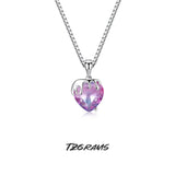 925 Silver Girl Heart Necklace Zircon Personalized Birthday Jewelry
