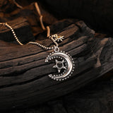 925 Moon Star Necklace Vintage Silver Hiphop Birthday Party Jewelry