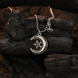925 Moon Star Necklace Vintage Silver Hiphop Birthday Party Jewelry