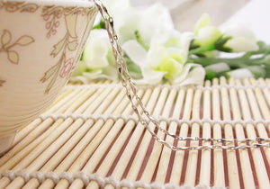 925 Sterling Silver Ingot Chain Necklace Women Jewelry Girls