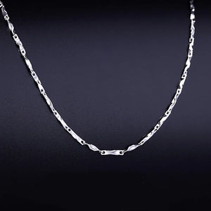 925 Sterling Silver Ingot Chain Necklace Women Jewelry Girls