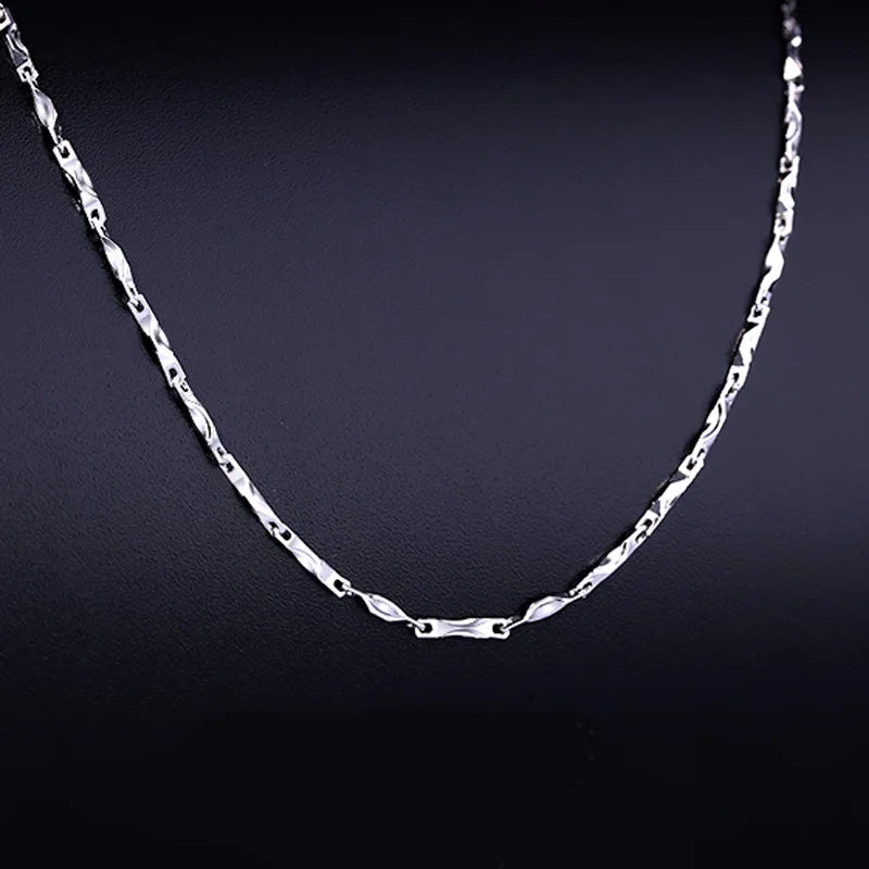 925 Sterling Silver Ingot Chain Necklace Women Jewelry Girls