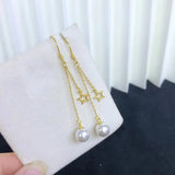 Star 925 Sterling Silver Earrings Settings for Pearls Agate