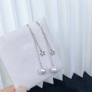 Star 925 Sterling Silver Earrings Settings for Pearls Agate