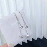 Star 925 Sterling Silver Earrings Settings for Pearls Agate