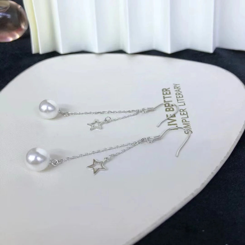 Star 925 Sterling Silver Earrings Settings for Pearls Agate