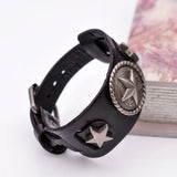 Metal Studded Punk Wide Leather Bracelet Cuff Bangle