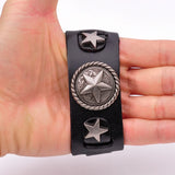 Metal Studded Punk Wide Leather Bracelet Cuff Bangle