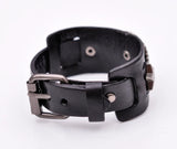 Metal Studded Punk Wide Leather Bracelet Cuff Bangle