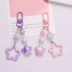 Star Charm Keychain Girls Backpack Charm Headphone Case Accessorie Car Keyring