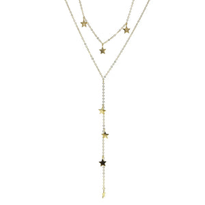 925 Silver Star Charm Double Chain Necklace for Women