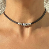 Brown Velvet Star Choker Boho Necklace for Summer Beach