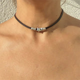 Brown Velvet Star Choker Boho Necklace for Summer Beach