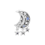 Star Crescent Moon Charm DIY Silver Beads For Bracelets