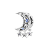 Star Crescent Moon Charm DIY Silver Beads For Bracelets