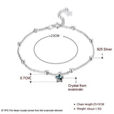 925 Sterling Silver Star Crystal Anklet Round Bead Chain