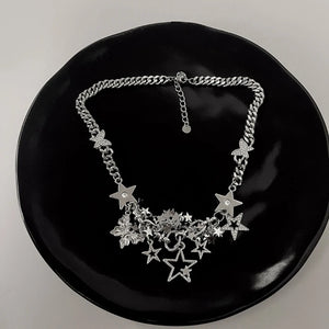 Star Dangle Choker Necklace Y2k Charm Clavicle Chain for Women Girls