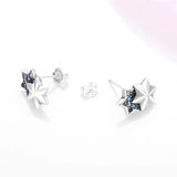 925 Silver Star Zircon Earrings Sparkling Hoop Party Jewelry