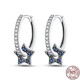 925 Silver Star Zircon Earrings Sparkling Hoop Party Jewelry