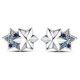 925 Silver Star Zircon Earrings Sparkling Hoop Party Jewelry