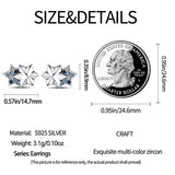 925 Silver Star Zircon Earrings Sparkling Hoop Party Jewelry