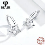 925 Silver Luminous Zircon Star Stud Earrings For Women