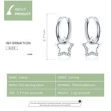 925 Silver Luminous Zircon Star Stud Earrings For Women