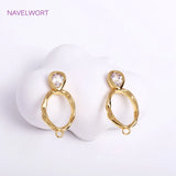 Zircon Brass Stud Earring Findings 18K Plated DIY Jewelry Making