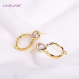 Zircon Brass Stud Earring Findings 18K Plated DIY Jewelry Making