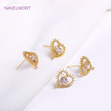 Zircon Brass Stud Earring Findings 18K Plated DIY Jewelry Making