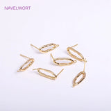 Zircon Brass Stud Earring Findings 18K Plated DIY Jewelry Making