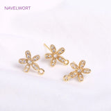 Zircon Brass Stud Earring Findings 18K Plated DIY Jewelry Making