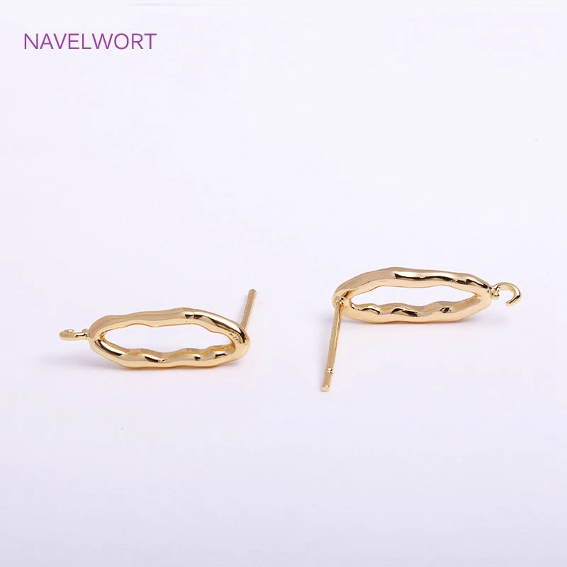 Zircon Brass Stud Earring Findings 18K Plated DIY Jewelry Making