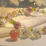 Y2K Flower Bracelets Natural Pearls Beaded Crystal Charms