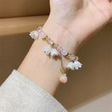 Y2K Flower Bracelets Natural Pearls Beaded Crystal Charms