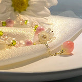 Y2K Flower Bracelets Natural Pearls Beaded Crystal Charms