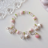 Y2K Flower Bracelets Natural Pearls Beaded Crystal Charms