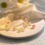 Y2K Flower Bracelets Natural Pearls Beaded Crystal Charms