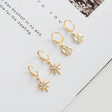 Star Hoop Earrings Coin Cross Tiny Huggie Hoops With Rhinestones