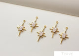 Star Inlaid Zircon Pendant Copper Plated 18K Real DIY Material