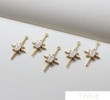 Star Inlaid Zircon Pendant Copper Plated 18K Real DIY Material