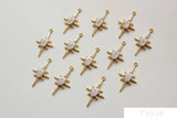 Star Inlaid Zircon Pendant Copper Plated 18K Real DIY Material