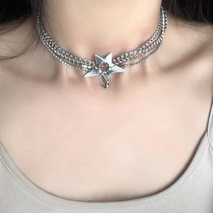 Star Layered Choker Y2k Jewelry Pentagram Chain Necklaces