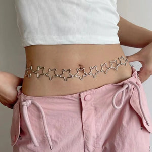 Star Metal Waist Chain Women's Belt Y2k Dress Short Skirt Japanese Style