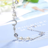 Moonstone Charm Wild Pearl 925 Silver Bracelet